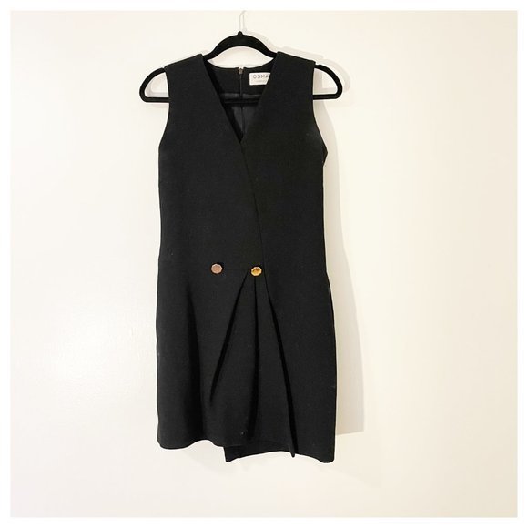 Osman Sleeveless Wrap Asymmetrical Gathered Midi Dress in Black Size: 6 - Picture 4 of 12